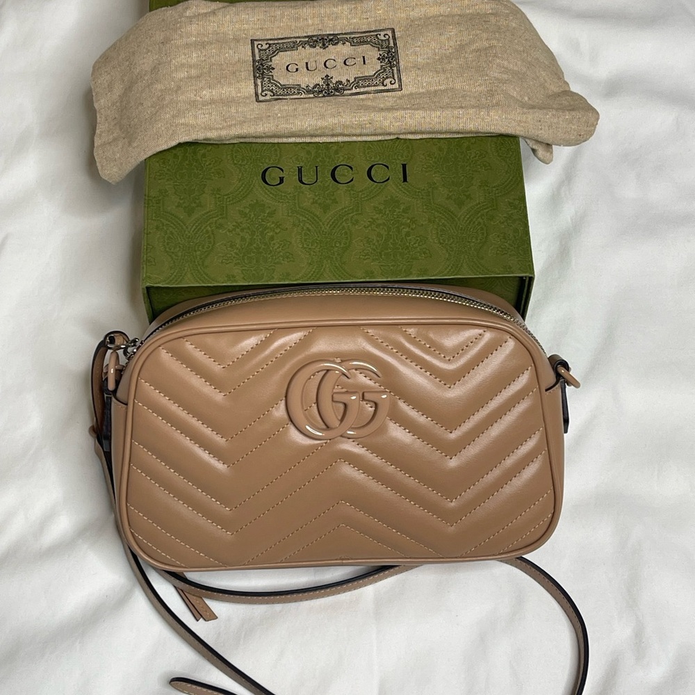 Gucci Small Marmont Chain Shoulder Bag - Monochrome Rose Beige (Limited Edition) - Picture 14 of 14